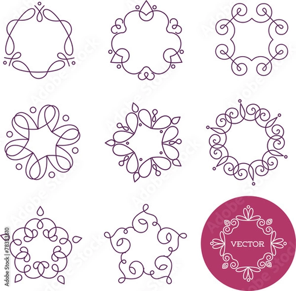Fototapeta Collection of abstract geometrical icons, elements and frames