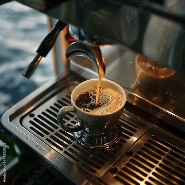 Obraz espresso machine pouring espresso