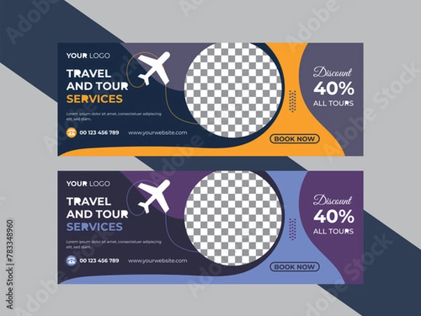 Fototapeta The best Travel Facebook cover Design or best agency Facebook cover banner design.