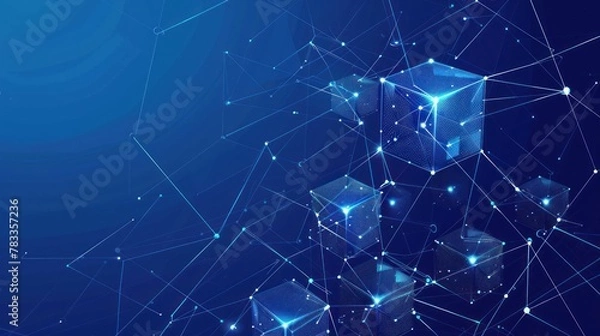Fototapeta Network connection technology. Cubes and squares