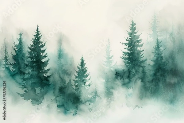 Obraz Dense forest with trees painting