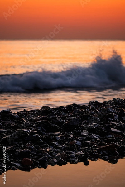 Fototapeta Rockpool at the shore during sunset - 1