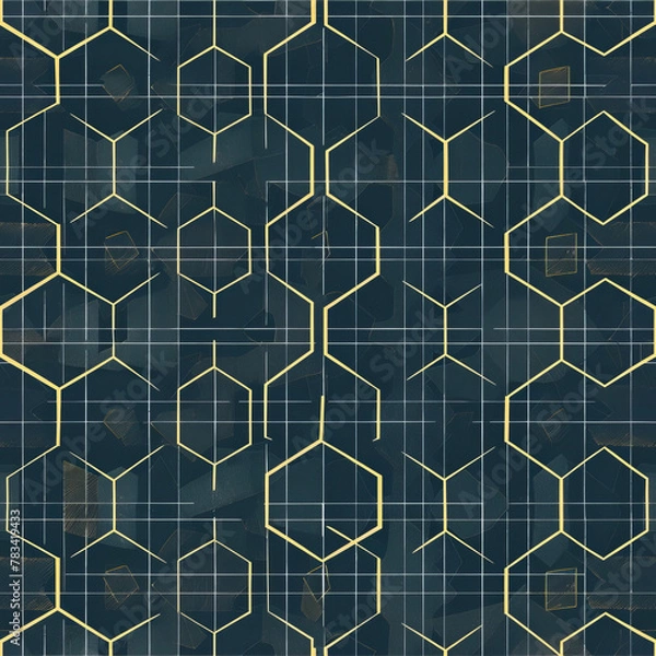 Fototapeta Solar Panel-Inspired Tile Design for Sustainable Architecture and green Energy, seamless pattern