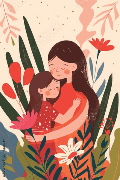 Obraz vector illustration with her kid flowers background