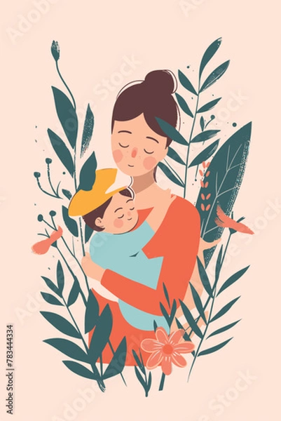 Obraz vector illustration with her kid flowers background