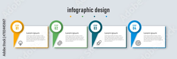 Fototapeta Infographic design modern template. timeline with 4 steps, options. can be used for workflow diagram, info chart, web design. vector illustration.