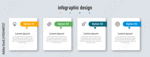Fototapeta Business infographics design template. timeline with 4 options. can be used for workflow diagram, info chart, web design. vector illustration.