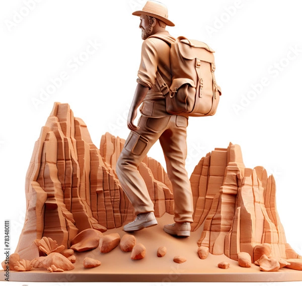 Fototapeta tourist with the back pack in the mountain. travel concept.