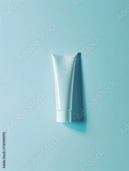Fototapeta Simple and Minimalistic Turquoise Hand Cream Tube for Elegant Branding and Modern Skincare Advertisement