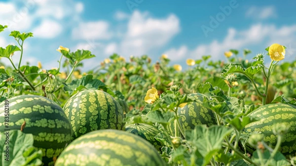 Fototapeta Watermelon patch in a summer day