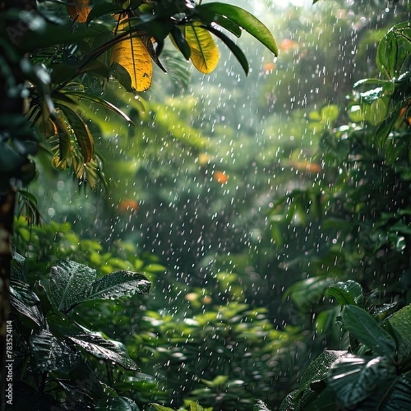 Obraz Rainforest landscape in the rain