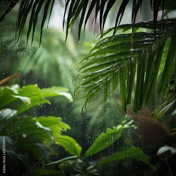 Obraz Rainforest landscape in the rain