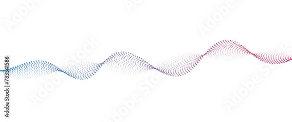 Obraz Flowing Dot Wave Pattern Halftone Curve Shape on Transparent Background