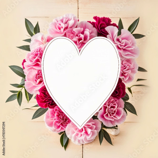 Obraz Heart flower Carnation frame_02