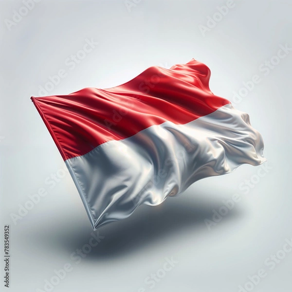 Obraz 3D rendered Indonesia flag, isolated on a clean background. High-quality, realistic depiction perfect for various uses, Generated by AI.