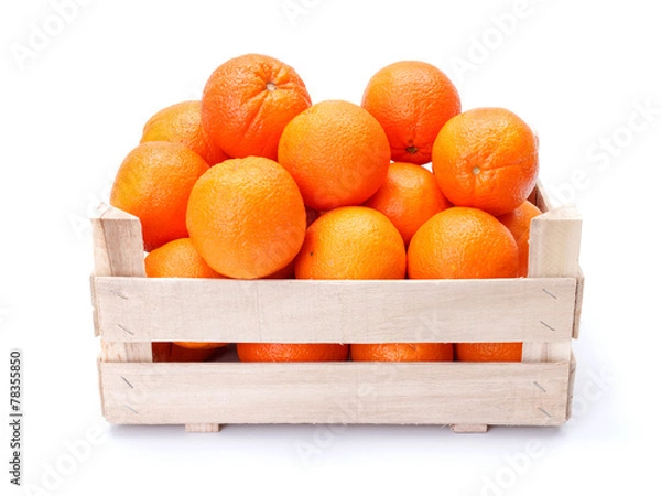Obraz Oranges in wooden box