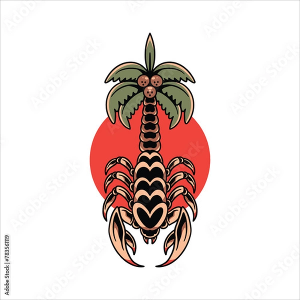 Obraz scorpion summer tattoo vector design