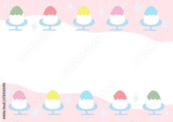 Fototapeta パステルカラーの可愛いかき氷の背景フレーム