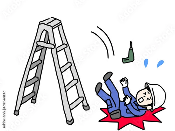 Obraz 脚立から転落した作業員