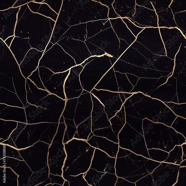 Fototapeta Marble black and gold abstract background. Seamless pattern. Repeating marble pattern. luxury marble