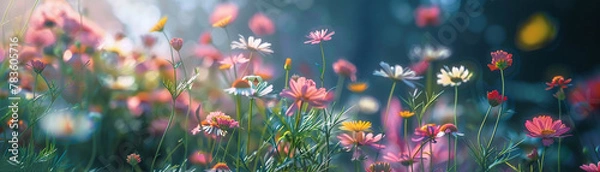 Fototapeta Assorted flowers, light background