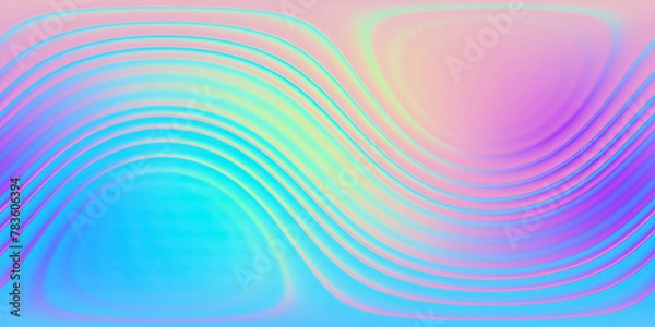 Fototapeta HDRI. Gradient waves, iridescent chrome wavy surface. Full spherical panorama 360 degrees. Cloth, fabric, liquid surface, ripples, reflections. 3D render illustration.