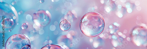 Fototapeta 透明感のあるエアーバブルのアブストラクト背景素材