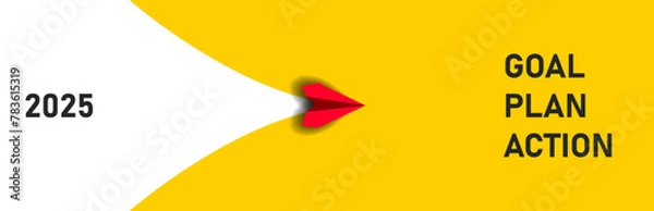 Fototapeta 2025 NEW YEAR.
Red plane going towards target, plan, action.2025 annual plan idea concept.business creativity new idea discovery innovation technology.