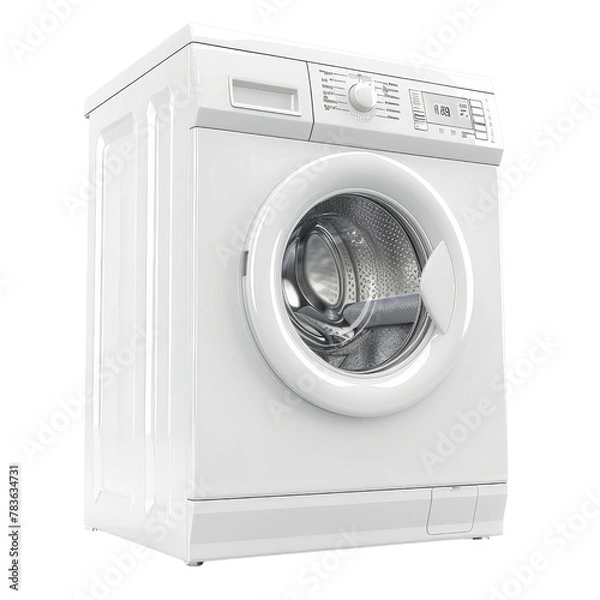 Obraz Modern Front-loading Washing Machine Isolated on a Background, Highlighting Household Convenience and Technology.