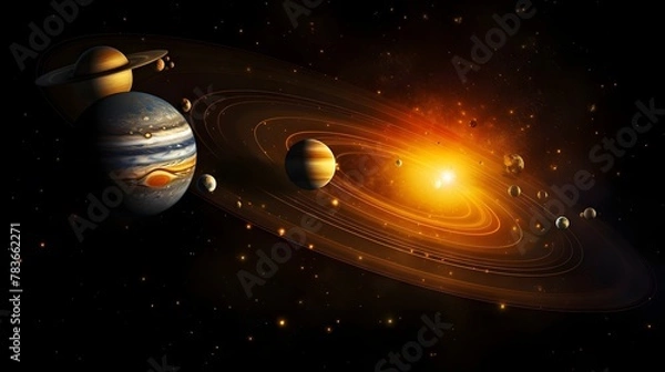 Obraz solar system with planets and sun in the background