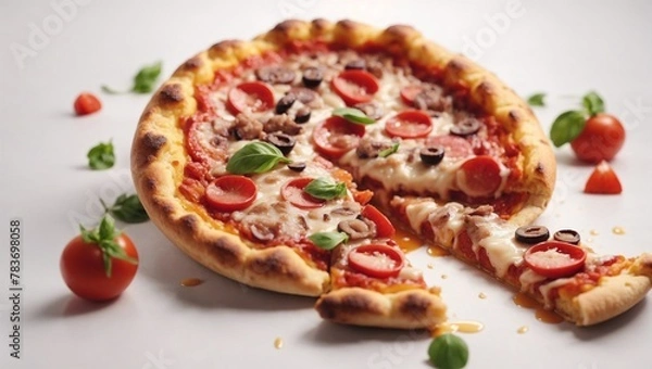Obraz Round pizza on white background