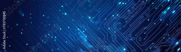 Fototapeta blue circuit board background, an abstract blue background with technological circuits