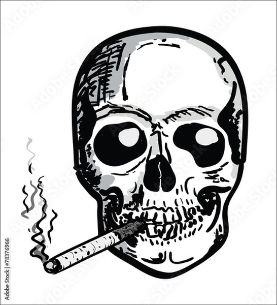 Obraz Hand Draw Scull with cigarette