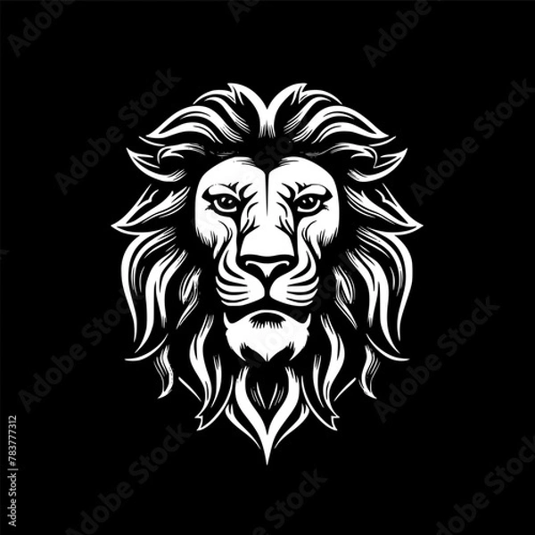 Fototapeta Lion - Black and White Isolated Icon - Vector illustration