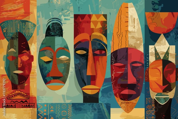 Obraz Abstract representation of African masks