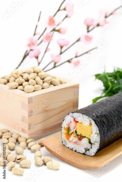Obraz 海鮮巻き寿司と大豆