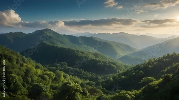 Fototapeta Summer Views of Snow-capped Peaks and Lush Valleys in the European Alps, Serene Summer Landscapes amidst Snowy Peaks and Verdant Valleys, Majestic Mountain Ranges and Azure Skies in European Summer 