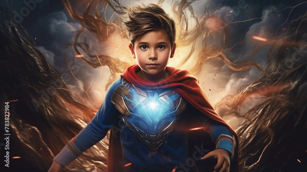 Fototapeta "Invent a superhero with a unique and unconventional power, and create their origin story." --ar 16:9 --v 5.2 Job ID: f28d10d0-b6c9-4c27-9efa-2b33bd8e87c9