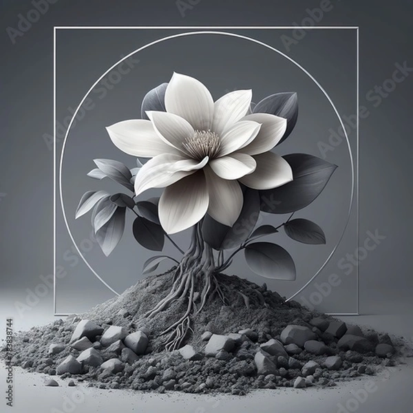 Obraz モノクロームな綺麗な花