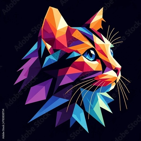 Obraz ネコの顔、立体イラスト