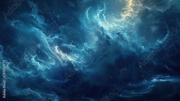 Fototapeta explosion blue cloud in space