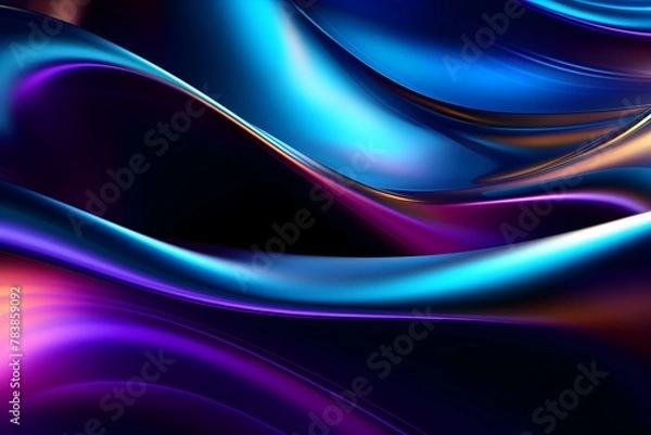 Obraz Mesmerizing Holographic Waves and Ethereal Glass-like Forms Merge in a Captivating Futuristic Visualization