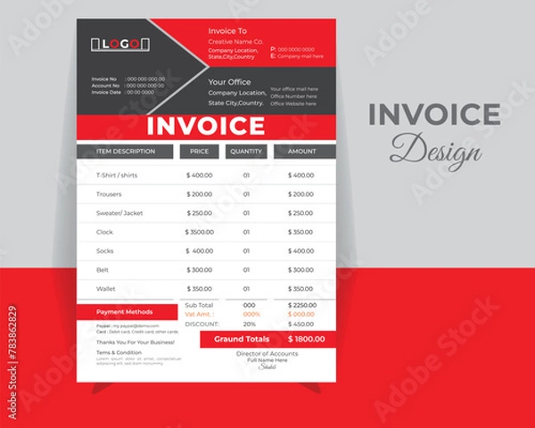 Fototapeta Creative INVOICE Design Template, Vector Design Template.