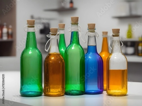 Fototapeta Bottles of medicine on the table. AI generated art