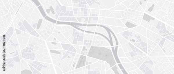 Fototapeta Nawigacja po mapie miasta. Nawigator GPS. Ikona znacznika punktu. Widok z góry, widok z góry. Abstrakcyjne tło. Prosty, realistyczny projekt mapy. Krajobraz z rzeką. Ilustracja wektorowa płaski.