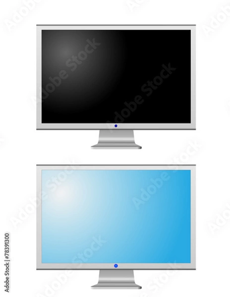 Fototapeta Turned off and turned on LCD monitors