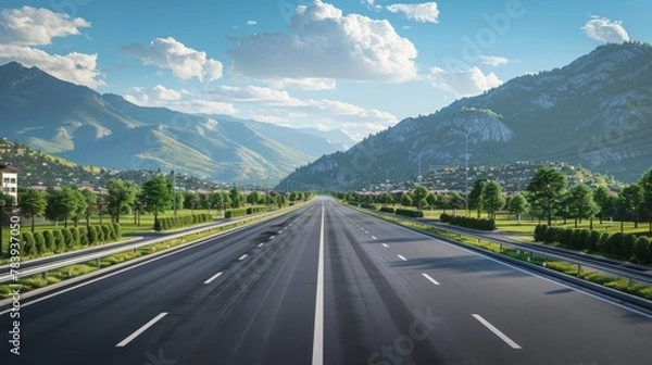 Fototapeta photorealistic highway on town background Generated with Ai tools