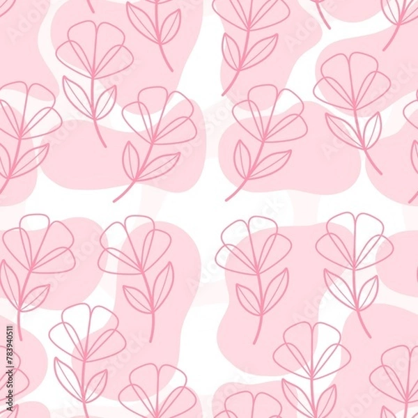 Fototapeta seamless pattern with pink flowers