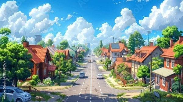 Fototapeta photorealistic highway on town background Generated with Ai tools