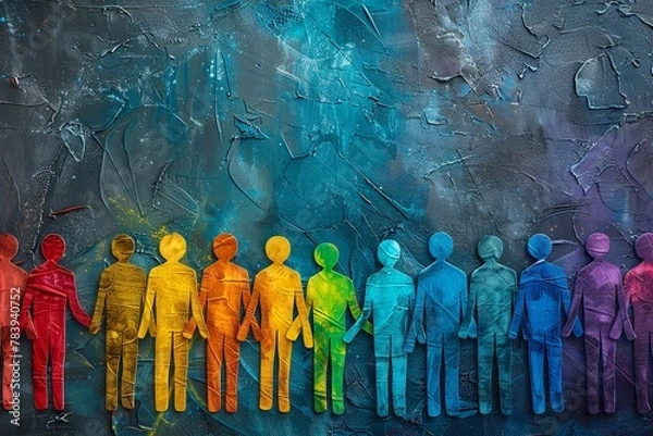 Fototapeta Individuals of all hues clasping hands with inclusivity. Generative Ai